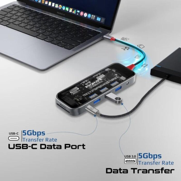 Promate TransHub-Pro 100W 11-in-1 Transparent Ultra-Fast Multiport USB-C Hub - Image 7
