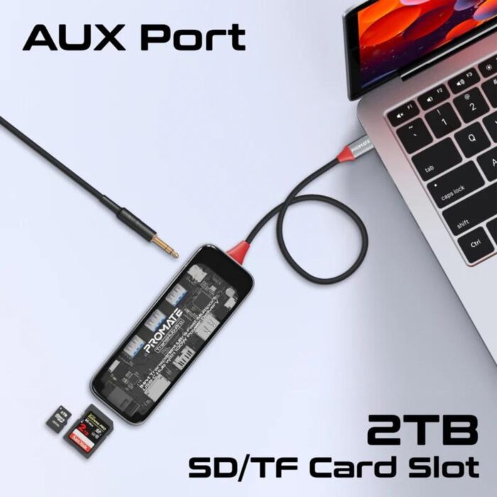 Promate TransHub-Pro 100W 11-in-1 Transparent Ultra-Fast Multiport USB-C Hub - Image 8