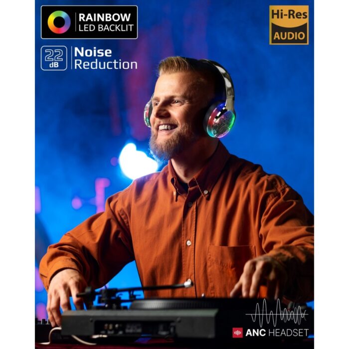 Promate TransTune RGB Lights Active Noise Cancelling Headphones - Image 3