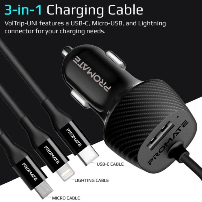 Promate VolTrip-Uni Universal Car Charger 3.4A - Image 2