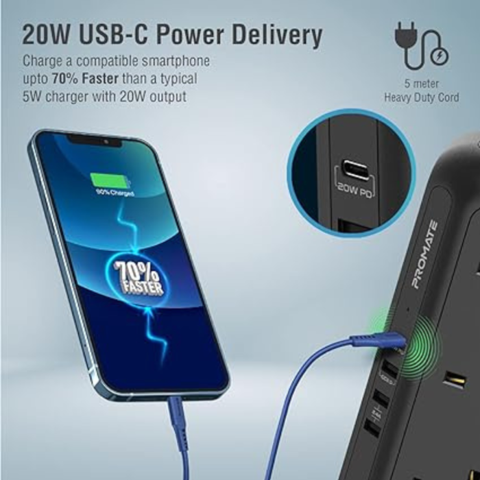 Promate PowerTower-5 Home Multi-Socket Surge - Image 3