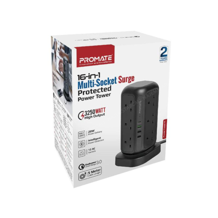 Promate PowerTower-5 Home Multi-Socket Surge - Image 5