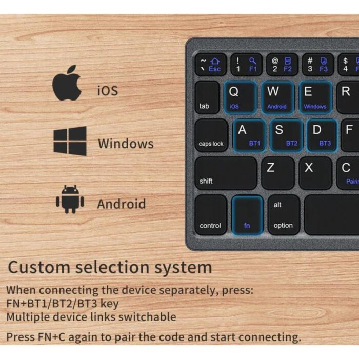 Recci Tri-Fold Touch Wireless Keyboard RCS-K01 - Image 3
