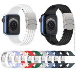 Silicone Strap Butterfly Buckle Band For Apple Watch 42 44 45 49mm