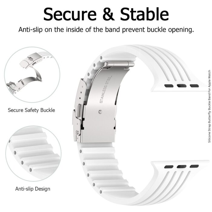 Silicone Strap Butterfly Buckle Band For Apple Watch 42 44 45 49mm - Image 3