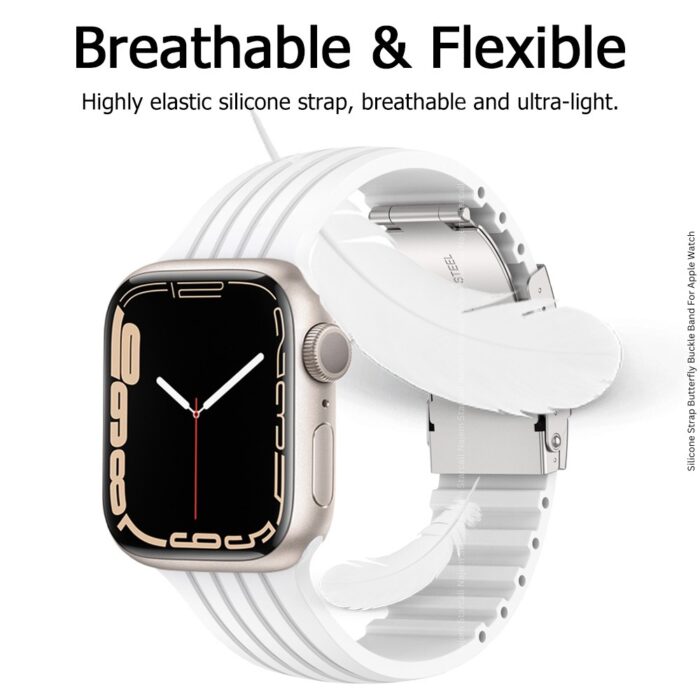 Silicone Strap Butterfly Buckle Band For Apple Watch 42 44 45 49mm - Image 4
