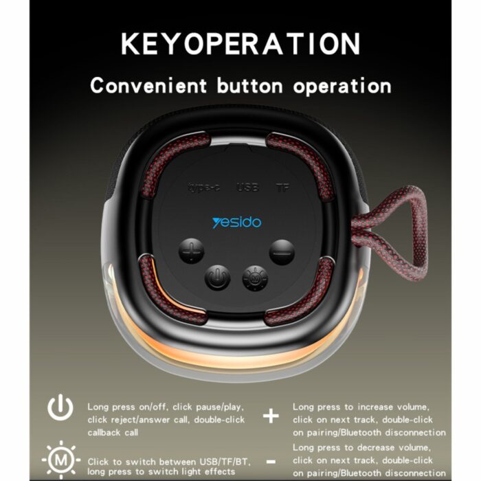 Yesido Colorful Lighting Bluetooth Speaker YSW20 - Image 7