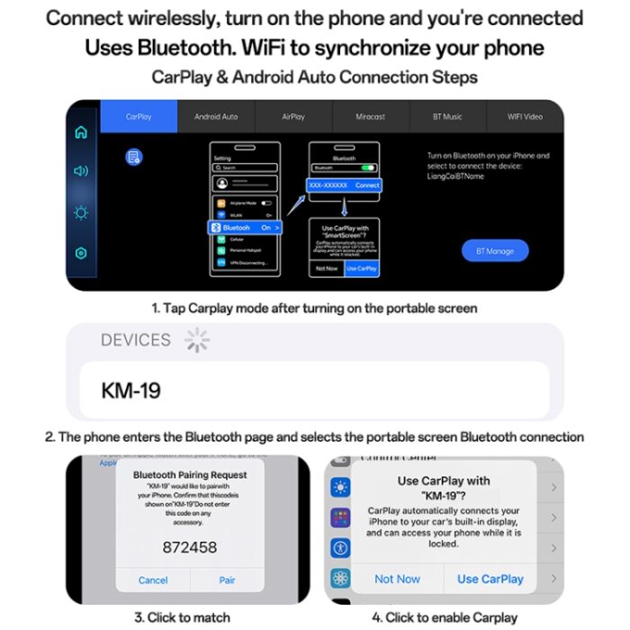 Yesido Wireless Car Stereo with Rear Camera KM19 - Image 14