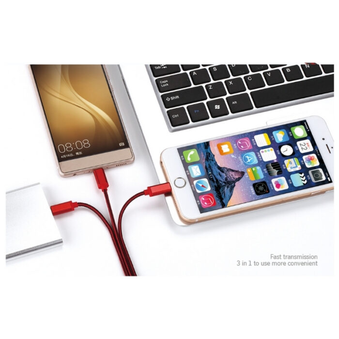 EMY Brand 3 in 1 micro-usb & iOS mobile phone cable - Image 3