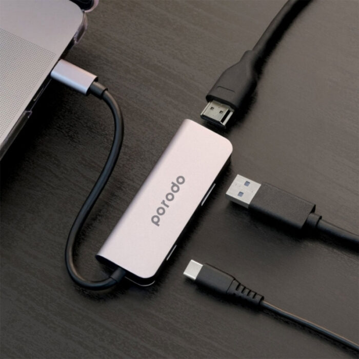 Porodo 3 in 1 Aluminum USB-C Hub - Image 2