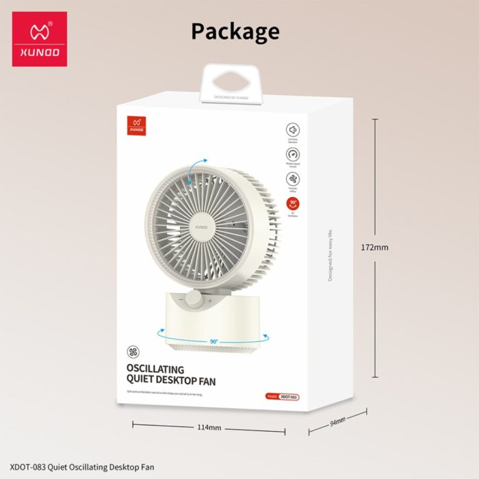 Xundd XDOT-083 Oscillating Quiet Desktop Fan - Image 3