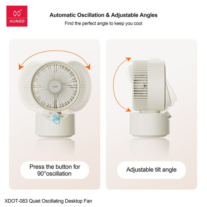 Xundd XDOT-083 Oscillating Quiet Desktop Fan - Image 2