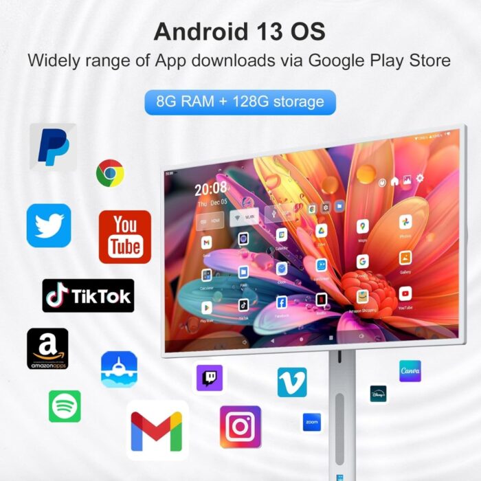 32 Inch Portable Smart TV 1080p Touch Screen Monitor 128GB - Image 8
