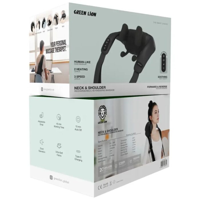 Green Lion Neck & Shoulder Rechargeable 4D kneading Massage - Black Green Lion Neck & Shoulder Rechargeable 4D kneading Massage - Image 2