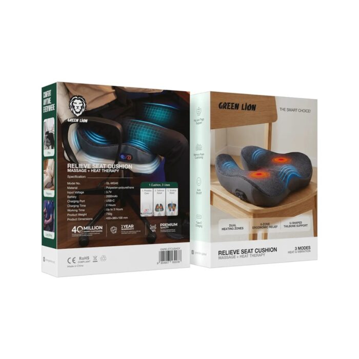 Green Lion Relieve Seat Cushion with Massage & Heat Therapy - Image 2