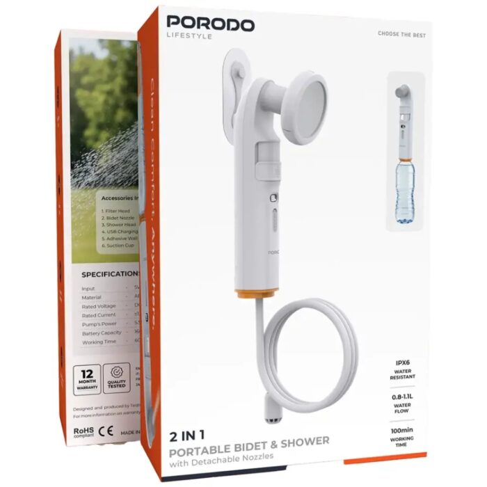 Porodo Lifestyle 2 In 1 Portable Bidet & Shower with Detachable Nozzles - Image 4