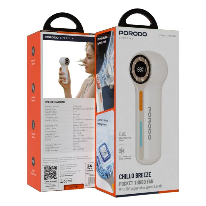Porodo Lifestyle Chillo Breeze Pocket Turbo Fan - Image 2