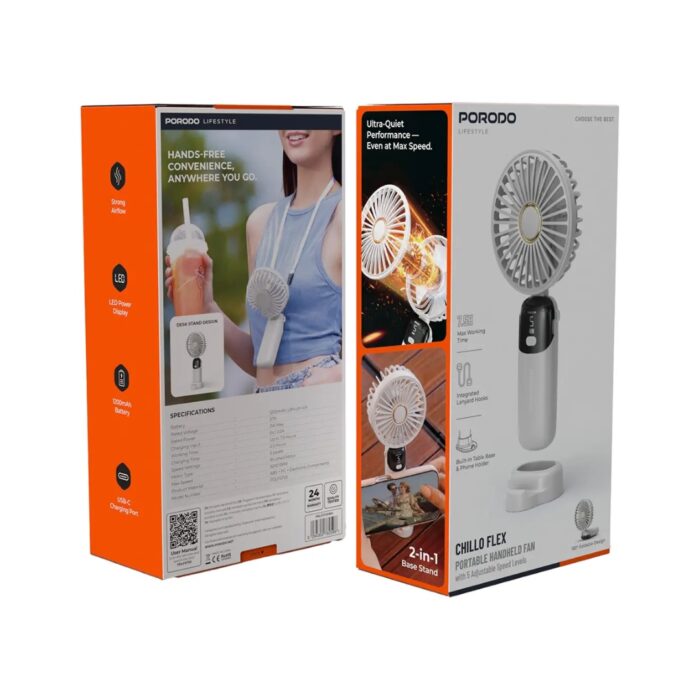 Porodo Lifestyle Chillo Flex Portable Handheld Fan - Image 2