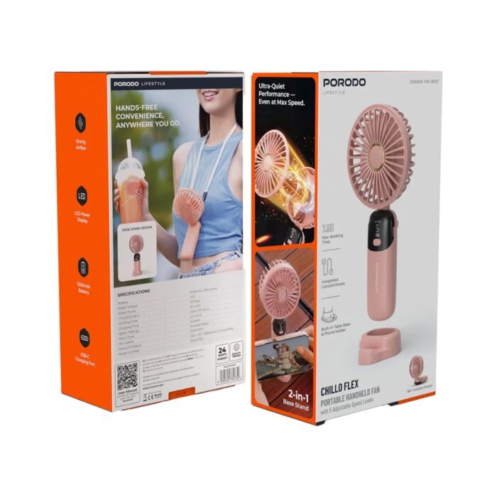Porodo Lifestyle Chillo Flex Portable Handheld Fan - Image 3
