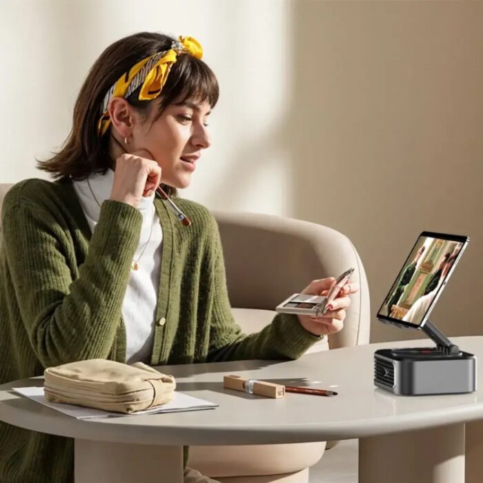 Porodo Lifestyle Multifunctional Tablet Stand with Speaker & Power Bank - Image 3