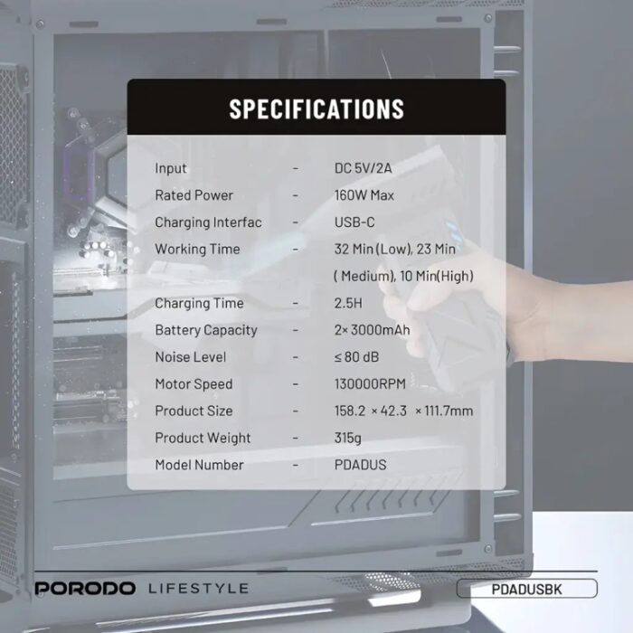 Porodo Lifestyle Turboblast Portable Air Blower - Image 7