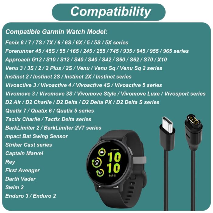 USB-C Charger Cable for Garmin Watches - Image 2
