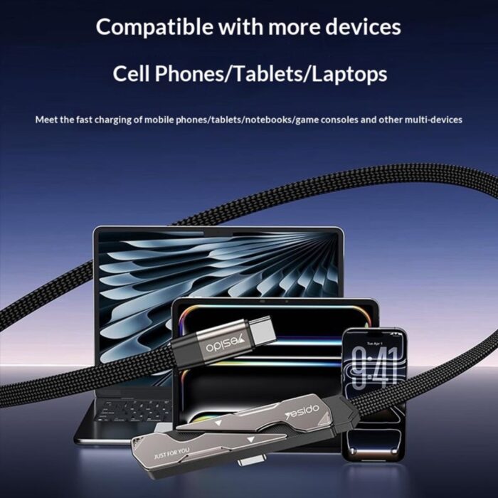 YESIDO CA207 1.2m USB-C to USB-C 60W Cable with Stand - Image 7