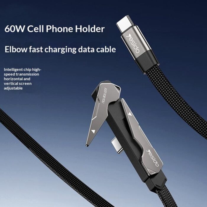 YESIDO CA207 1.2m USB-C to USB-C 60W Cable with Stand - Image 6