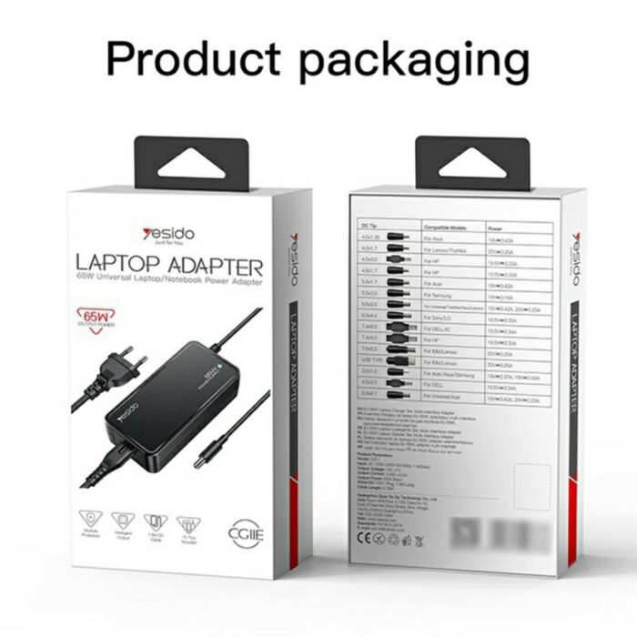 YESIDO CG11E Laptop Charger Kit 65W Fast Charging Power Adapter Compatible with Multiple Laptop Models - Image 6