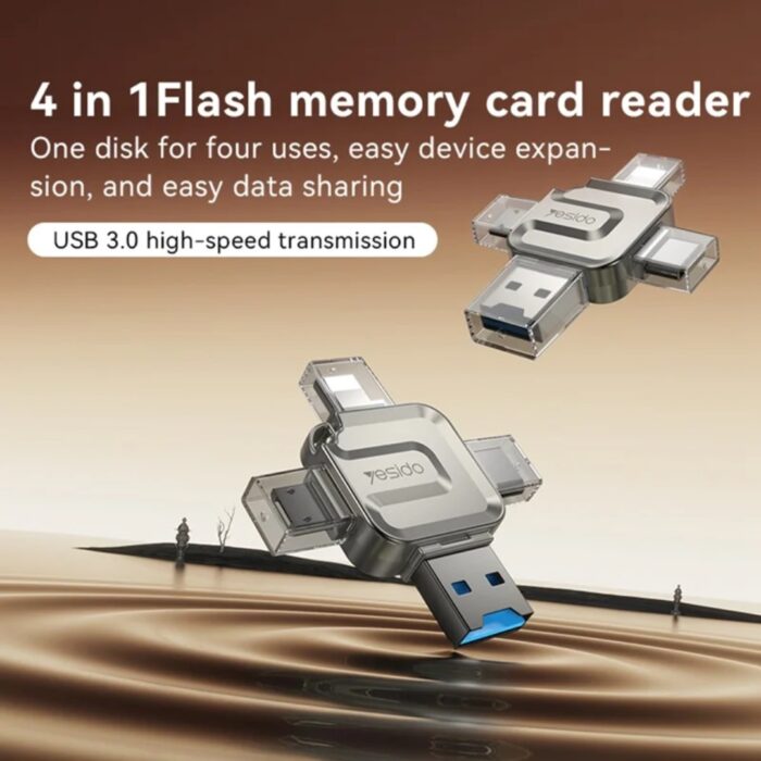 YESIDO GS23 USB 3.0 High Speed 4 in 1 TF Card Reader - Image 2