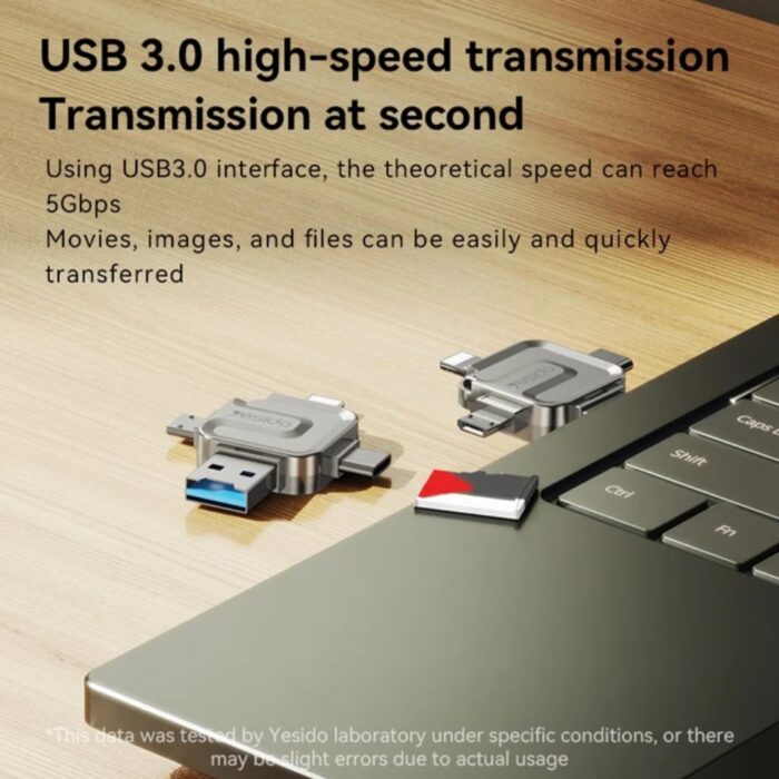 YESIDO GS23 USB 3.0 High Speed 4 in 1 TF Card Reader - Image 6