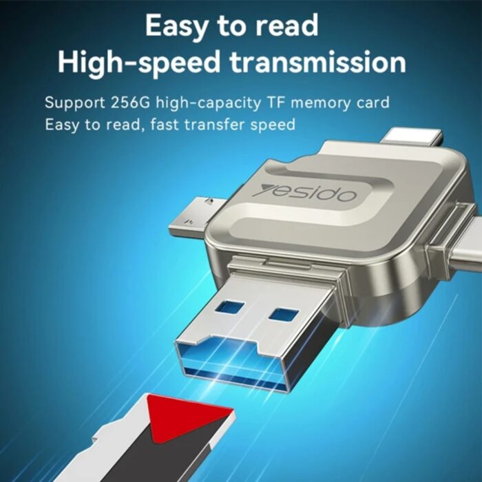 YESIDO GS23 USB 3.0 High Speed 4 in 1 TF Card Reader - Image 4