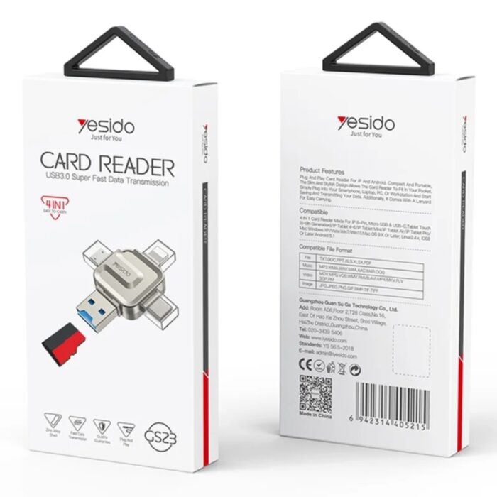 YESIDO GS23 USB 3.0 High Speed 4 in 1 TF Card Reader - Image 7