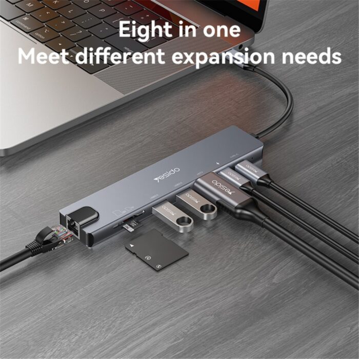 YESIDO HB27 8 in 1 USB Hub Docking Station - Image 2