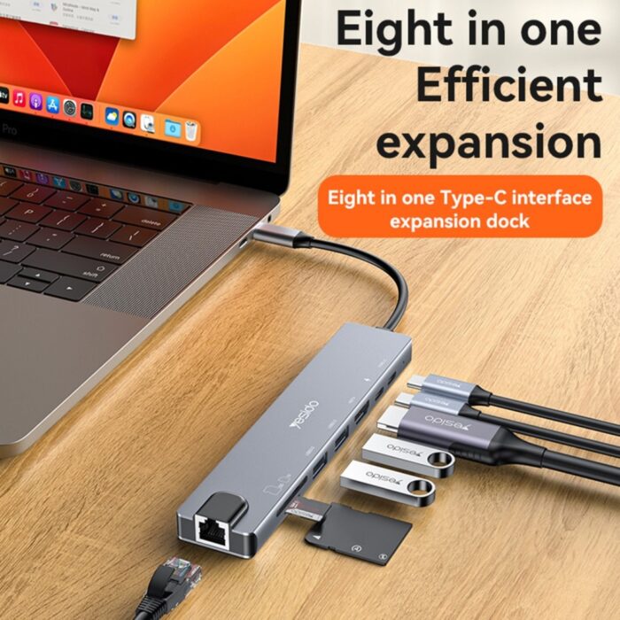 YESIDO HB27 8 in 1 USB Hub Docking Station - Image 6
