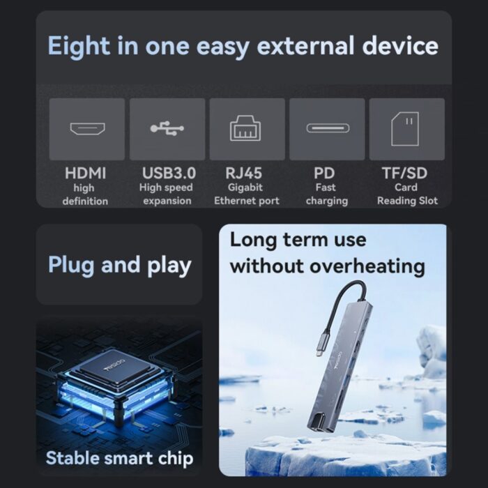 YESIDO HB27 8 in 1 USB Hub Docking Station - Image 5