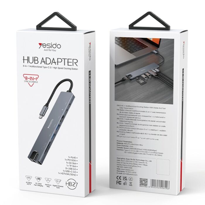 YESIDO HB27 8 in 1 USB Hub Docking Station - Image 9