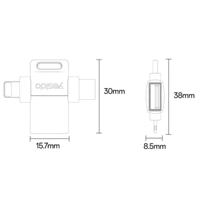 Yesido GS35 Otg Adapter USB A to type C and Lightning - Image 3