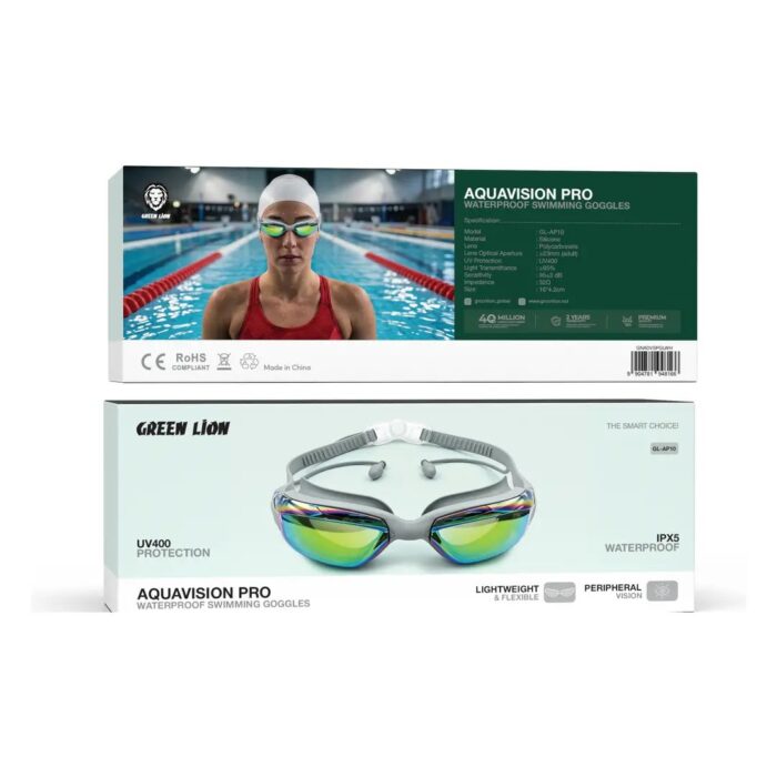 Green Lion AquaVision Pro Waterproof Swimming Goggles - Image 2
