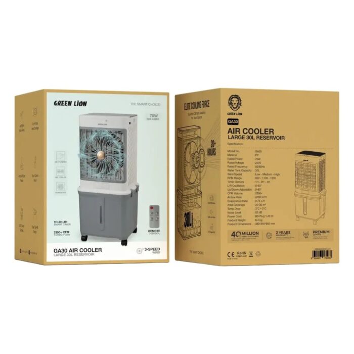 Green Lion GA30 Air Cooler with Large 30L Reservoir (Air Cooler + Humidifier + Air Purifier) - Image 6