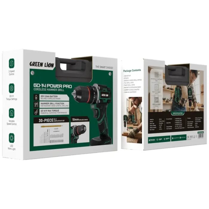 Green Lion GD-14 Power Pro Cordless Hammer Drill - Image 3