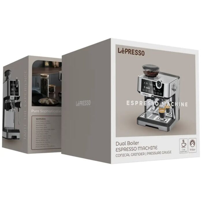 Lepresso Dual Boiler Espresso Machine with Conical Grinder & Pressure Gauge - Image 3