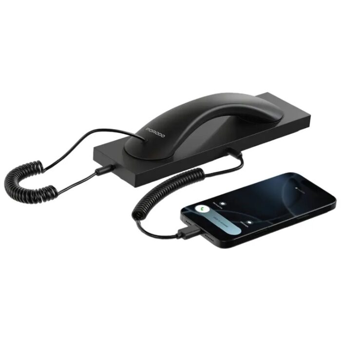 Porodo Classic Retro Phone Handset with Type C Connector | Noise-Cancelling Microphone - Image 2