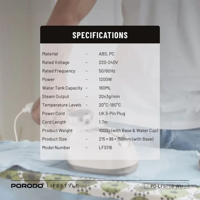 Porodo Lifestyle Retro Thermometer Steam & Heat Iron - Image 9
